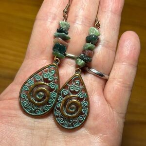 3/$25 Green Patina Teardrop Earrings